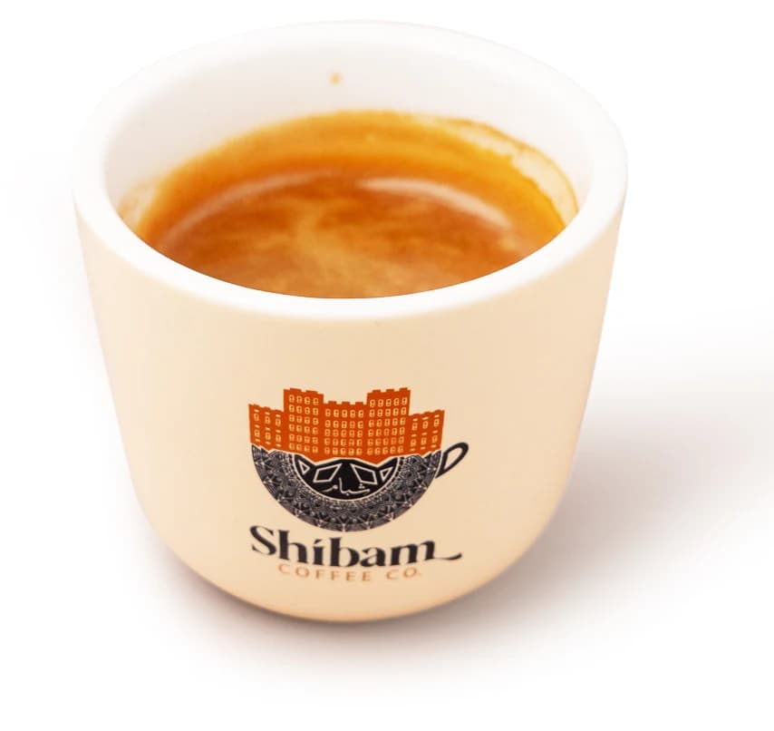 Espresso in a Shibam Coffee cup