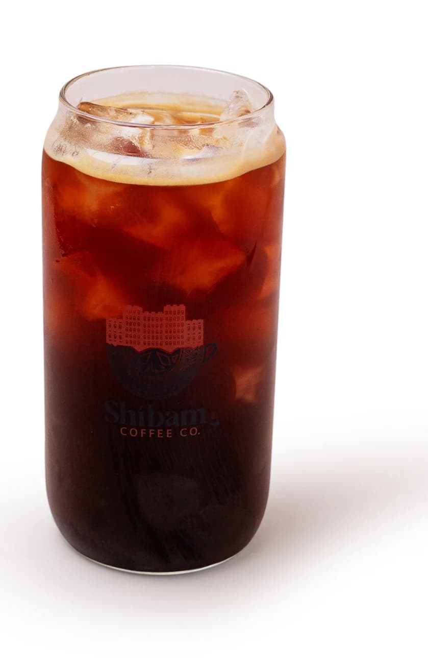 Iced V60 coffee in a Shibam Coffee glass