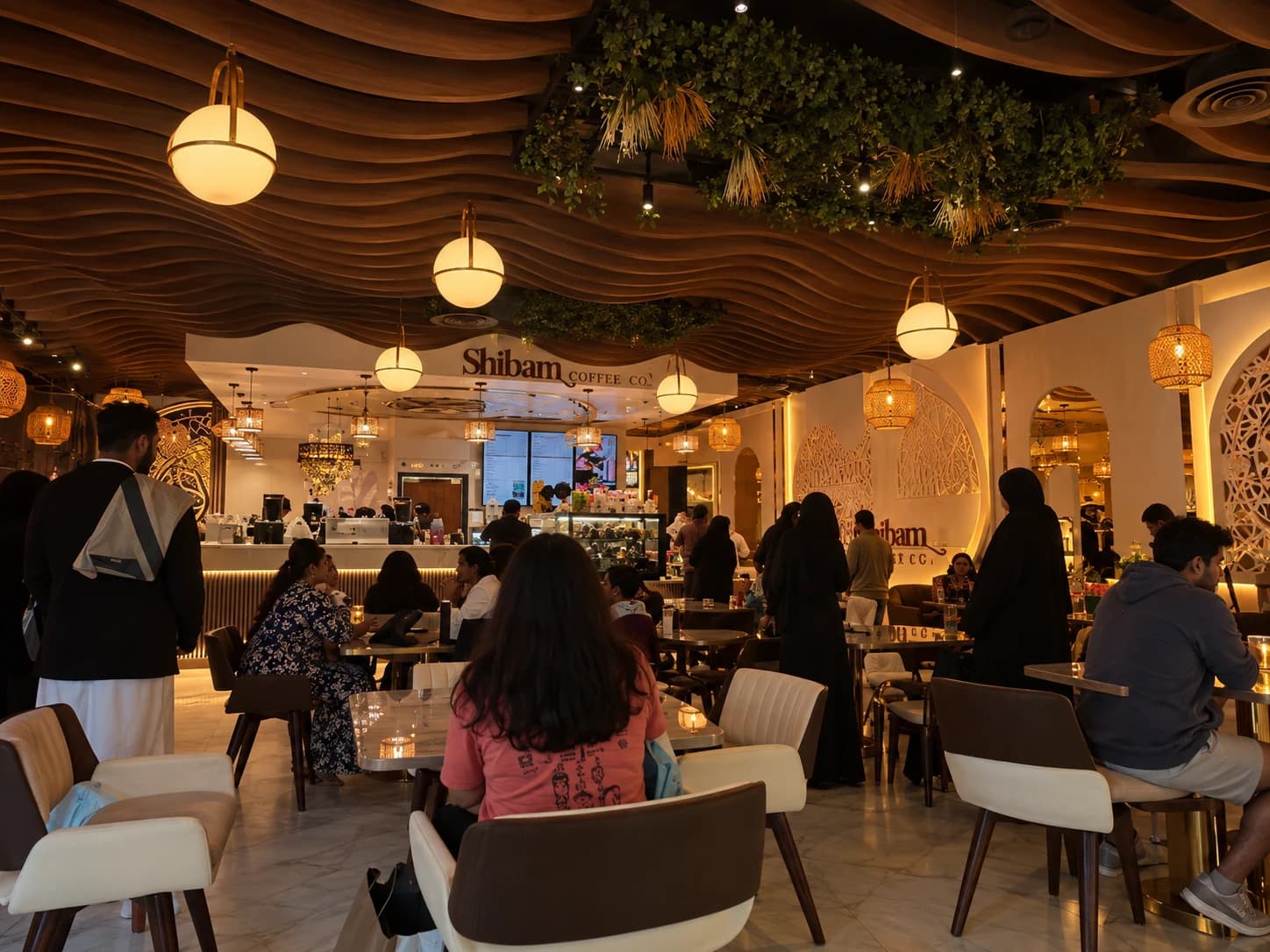 Ann Arbor Shibam Coffee café filled with guests and warm architectural details