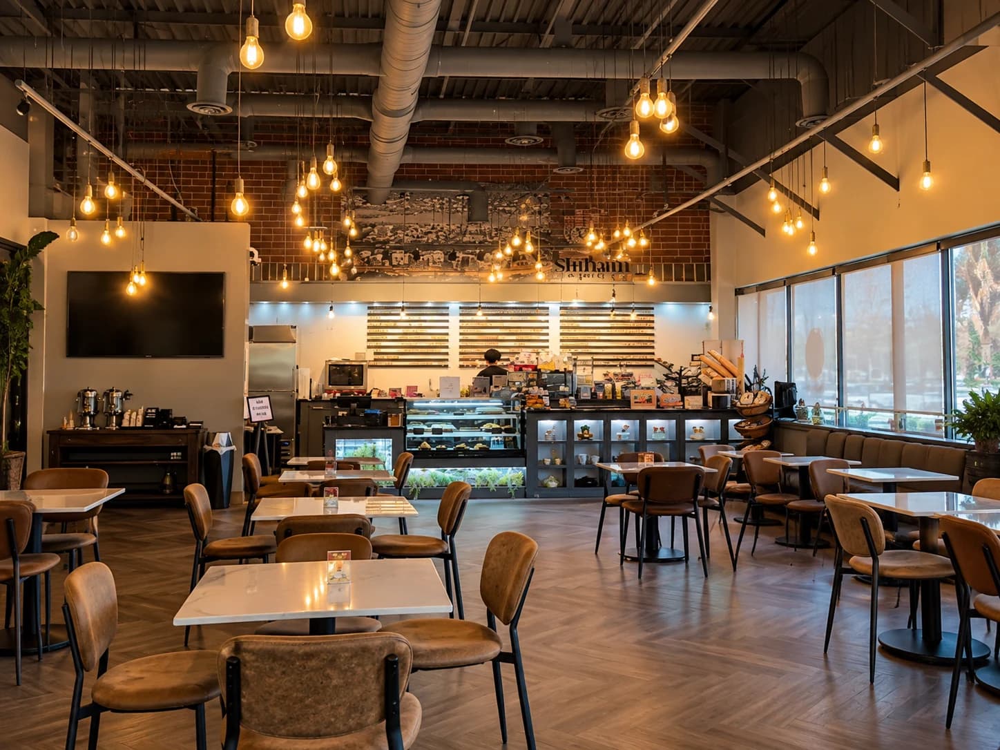 Canton Haggerty Shibam Coffee seating and café details