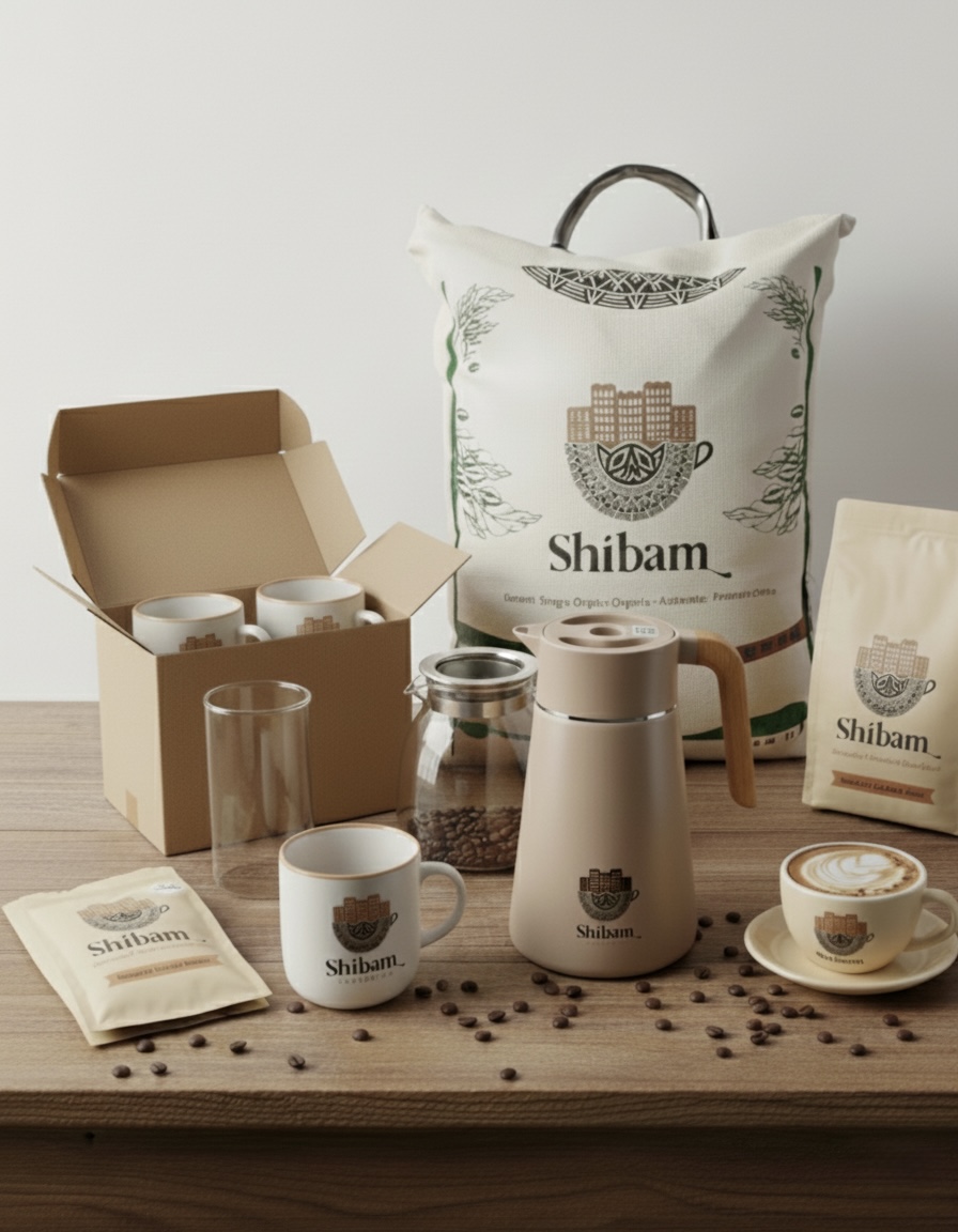 Preview of Shibam beans, pots, cups and merch